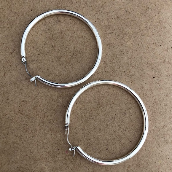 Silver Hoop Earrings - Picture 3 of 3